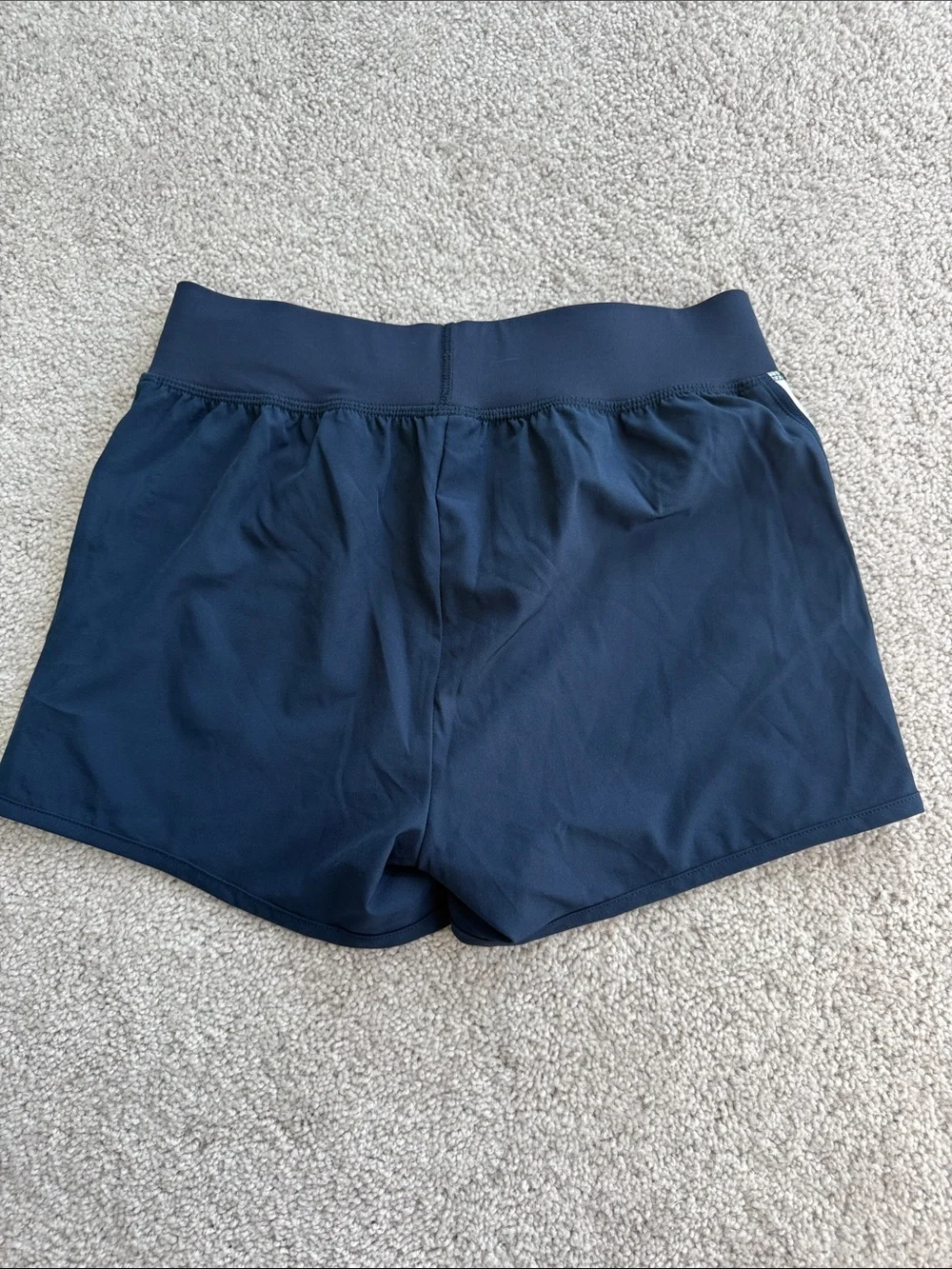 Avia Women's Active Side Stripe Shorts in navy blue with white detailing Size S